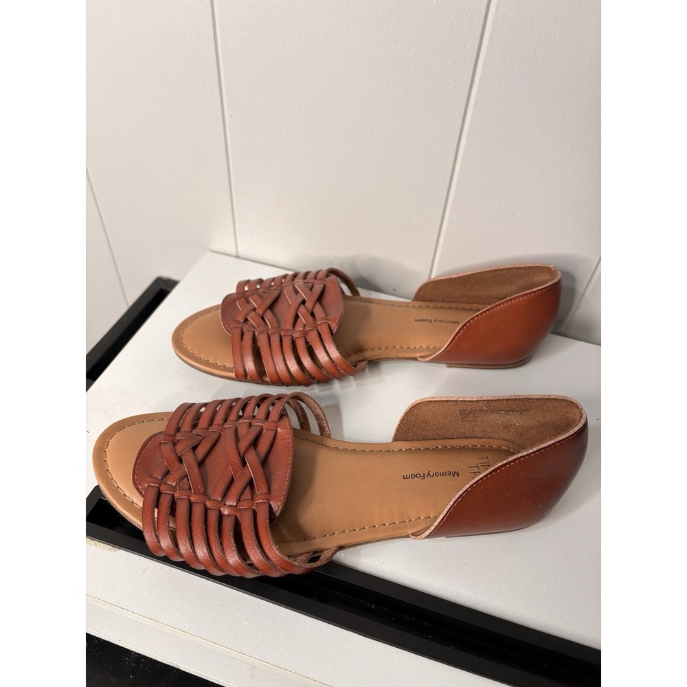 Time and Tru Tan Woven D'Orsay Sandals